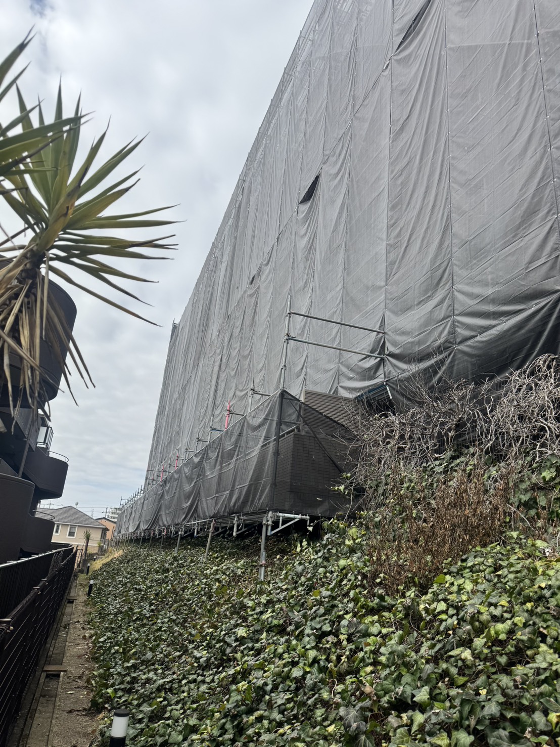 愛知県名古屋市 マンション 足場工事 背面