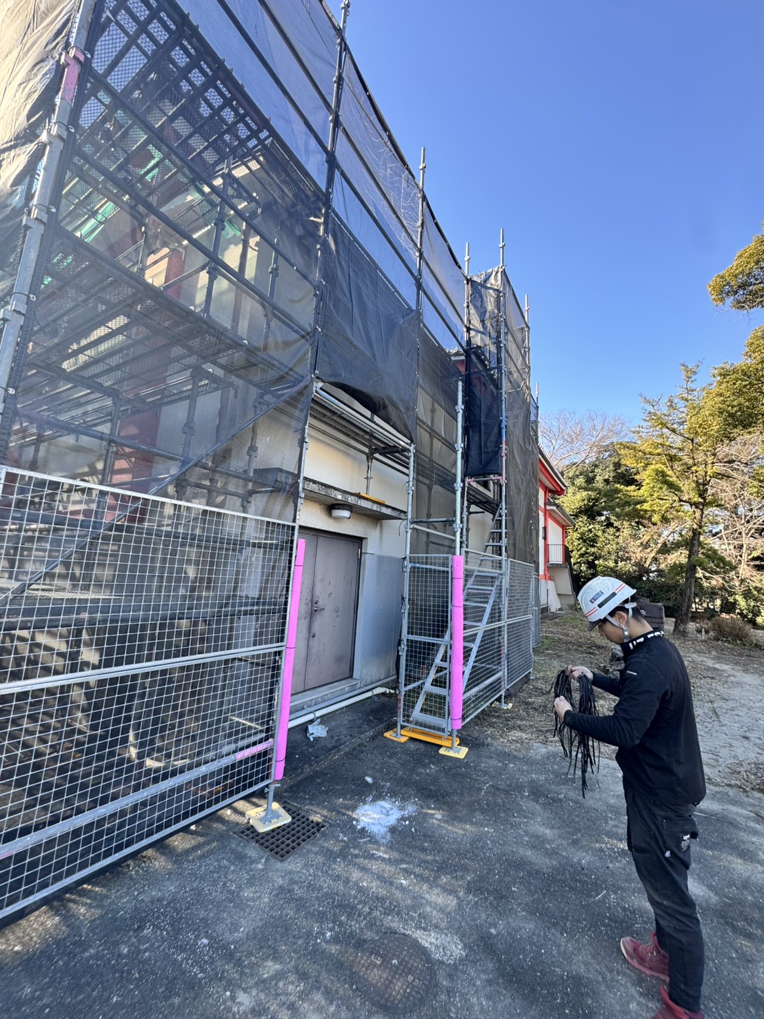 愛知県内 寺院 改修工事 足場工事 職人施工完了